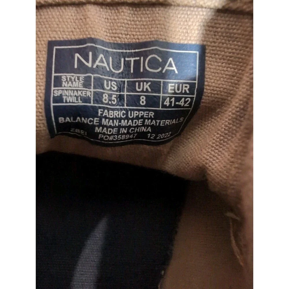 NAUTICA SPINNAKER TWILL TAN/BEIGE BOAT SHOES MEN'S SIZE  8.5 M VGUC